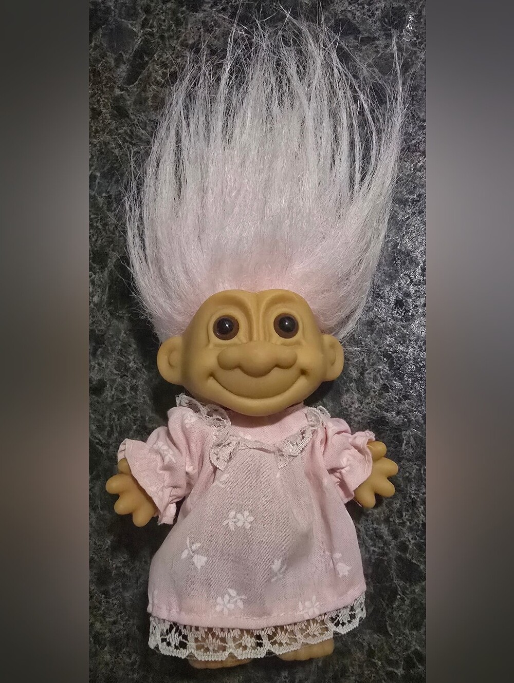 Vintage Troll Pink Dress Pink Hair